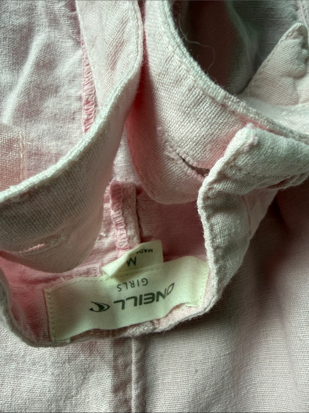 O'Neill Light Pink Kids Cotton Overall Shorts - Picture 3 of 3